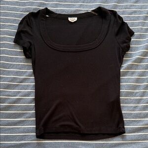 Classic Square Neck Black Women's Top
